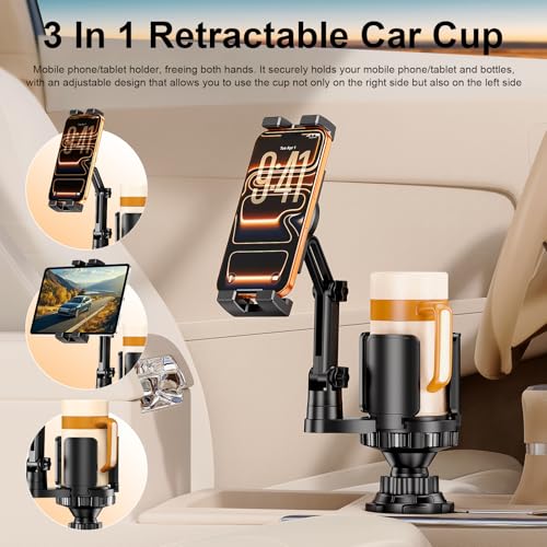 Tablet Holder for Car, 3 in1 Stable Cup Holder ipad Car Mount with Expander