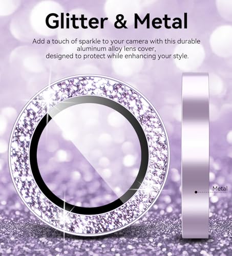 Matekxy for iPhone 17 Camera Lens Protector Glitter Individual Cover - color: Lavender