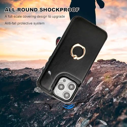 ONETOP for iPhone 16 Pro Max Wallet Case with Credit Card Holder,Black - color: Black