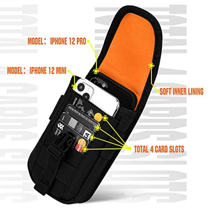Tactical Phone Holster Pouch Case, Molle Gadget Bag Molle Attachment Belt Holder Waist Bag for 4.7"-6.9" with US Flag Patch for iPhone 18 Pro Max/17 Pro/16 Pro/15 Pro - color: Gray Camo