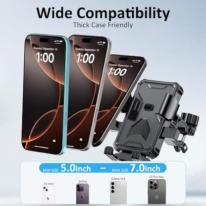 Bike Phone Holder, Handlebar Phone Mount for Bike and Motorcycle, Electric Scooter Mountain Bike, Adjustable Cell Phone Holder,Secure Holder for 4.7-6.8 Inch All Cell Phones