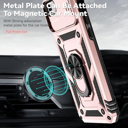 SunStory Compatible with iPhone SE 2022/2020/3rd/2rd / 6/7/8 Case with HD Screen Protector & Slide Camera Cover & Kickstand, [Military-Grade] Phone Case for iPhone SE 2020/2022/6/7/8 (Rosegold) - color: Rosegold