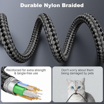 USB C Cable 3ft 2Pack Coiled USB C to C Fast Charging Cable Nylon Braided