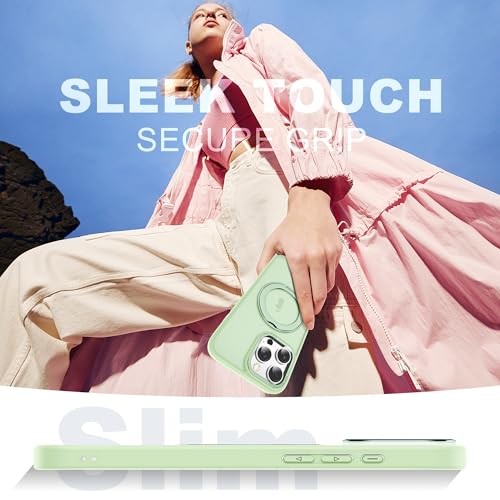 for iPhone 16 Pro Max Case with 360° Spin Magnetic Stand,Green | iPhone 16 Pro Max Phone Case 6.9",Spin Magnetic Ring Stand,Compatible with MagSafe,Military Protection,Translucent Matte - color: Green, size: iPhone 16 Pro Max