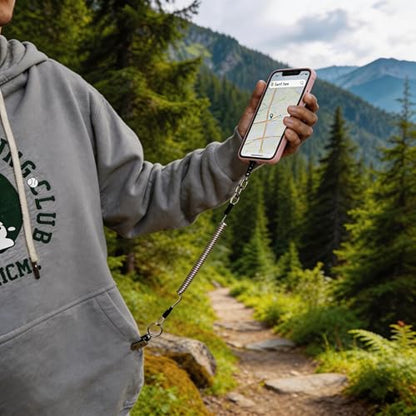 Prime Comfort Phone Tether with Carabiner Clip and 360° Tether Tab, Cell Phone Tether Lanyard with Retractable Keychain - color: Clear