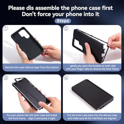DUEDUE for Samsung Galaxy S24 Ultra Case with Belt Clip Holster Shockproof 3-Layer Heavy Duty Kickstand Cover Full Body Protective Rugged Phone Case for Samsung S4 Ultra 6.8", Black - size: for Samsung S24 Ultra 6.8"