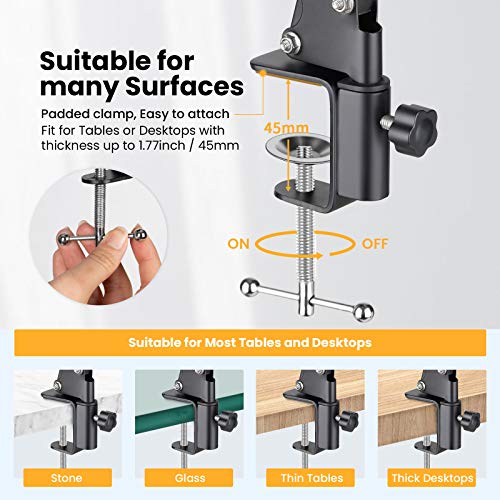 TARION Overhead Phone Stand Articulating Boom Stand Lazy Arm Black