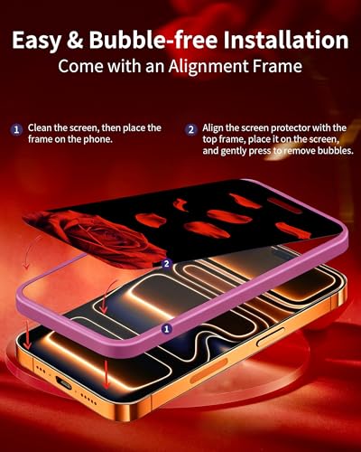 2 Pack Privacy Screen Protector for iPhone 16 Pro Max (6.9 inch) - color: Rose For iphone 16 Pro Max
