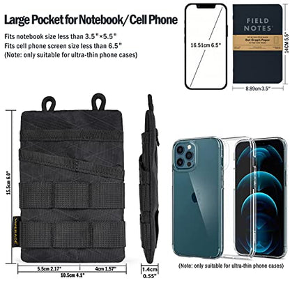 VIPERADE VE3 Tool Organizer, Nylon Tool Belt Loop with 4 Pockets EDC Pouch for Flashlight/Pocket Knife, Tactical Pen, Notebook (X-PAC-BK) - color: X-PAC-BK