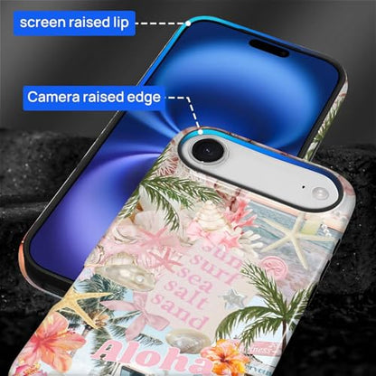 Case for iPhone 17 Air, Cute Phone Case, Aloha Summer Collage | Hybrid 2-Layer Phone Cover，Military-Grade Protection Durable Shockproof Anti-Scratch Cases - color: Pink Aloha Summer Collage, size: Iphone 17 Air