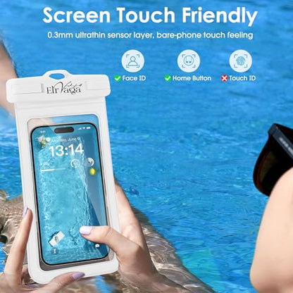 2 Pack IPX8 Waterproof Phone Pouch for iPhone 16/15/14/13 Pro Max Plus (7.2 Inch) - Swimming, Diving, Snorkeling, Snowproof - Touchscreen Friendly Underwater Photography Dry Bag (White&Blue) - color: White&Blue
