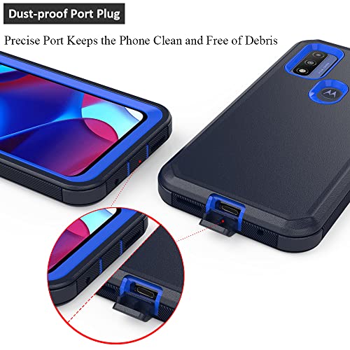Compatible with Motorola G Pure/Moto G Power 2022 Case, Heavy Duty Rugged Shockproof Full Body Protection Kickstand Case with Belt Clip Holster for Motorola G Pure 6.5 inch Phone (Blue) - color: Blue