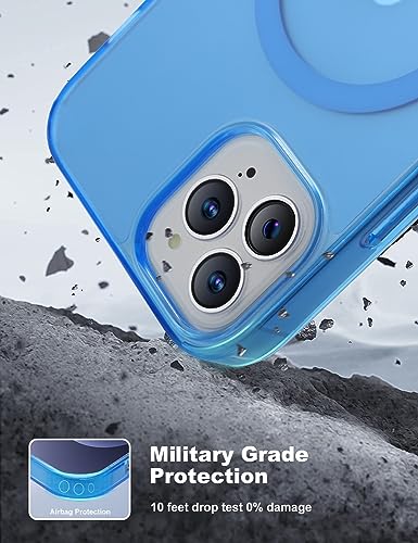 Tigowos Magnetic Case for iPhone 13 Pro, Military Grade Drop Tested, Compatible with MagSafe, Slim Protective Translucent Matte Blue - color: Blue, size: iphone 13 pro（6.1）