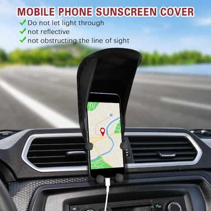 Car Mobile Phone Sunshade, Auto Portable Foldable Smartphone Umbrella Cover - color: Black