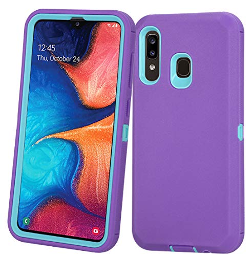 Heavy Duty Shockproof Defender Armor Case for Galaxy A20/A30/A50 (Purple/Mint), Built-in Screen Protector & Camera Protection - color: Purple/Mint