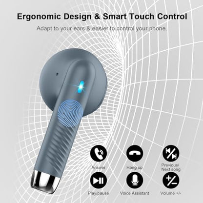 Wireless Earbuds, Bluetooth 5.4 Headphones in Ear with Noise Cancelling Mic - color: Dark Gray
