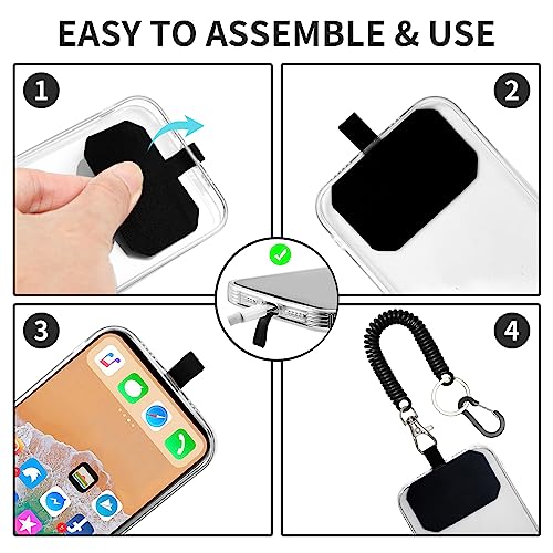 HOTEMIA Phone Tether Lanyard Anti Theft Strap with Carabiner - Anti-Drop Outdoor Accessory for Skiing, Hiking, Cycling, Fishing & Climbing - Fit Most Cell Phones (Black+Black) - color: Black+Black