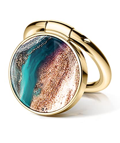 GVIEWIN Marble Cell Phone Ring Holder, Metal Kickstand Grip 360° Rotation - color: B-Drift Sand/Brown