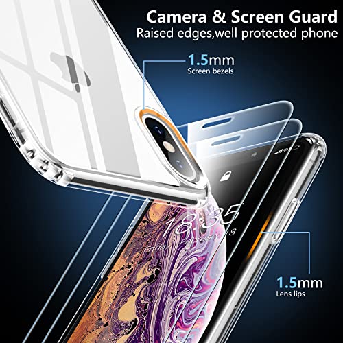 SPIDERCASE for iPhone Xs Max Case, [Crystal Clear Not Yellowing][with 2 Pcs Tempered Glass Screen Protectors] Slim Thin Case, Clear - color: Crystal Clear