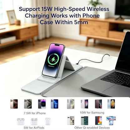 15W Wireless Charging Mouse Pad 31.5"x15.75", Double-Sided Faux Leather - color: Folding-Gray