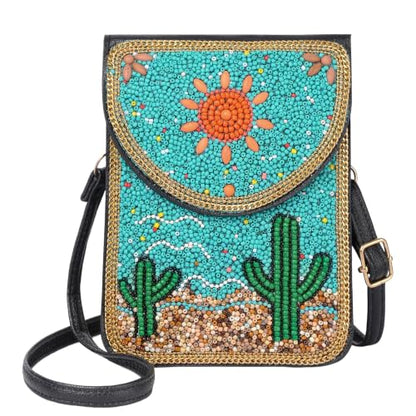 Small Crossbody Bags for Women, Cell Phone Shoulder Bag Boho Wallet Purse - color: Cactus
