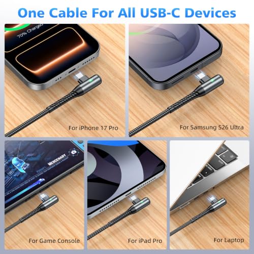 iMangoo USB C Cable 60W Fast Charging 16ft Long Braided-Durable Cord Black - color: Black