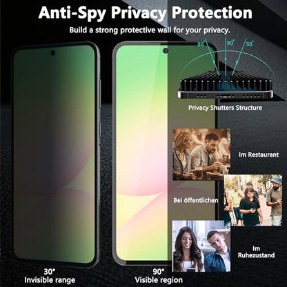 Privacy Screen Protector for Samsung Galaxy A56, 1+2 Pack TPU Anti-Spy Film with Installation Frame, 2 Camera Lens Protector, Fingerprint Compatible, Case Friendly