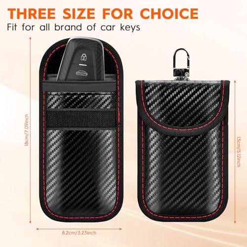 Faraday Pouch for Key Fob, RFID Signal Blocking Pouch, 2 Pack | Dual-layer shielding blocks key fob signals to prevent relay attacks. Protects car keys from keyless theft at home or away - size: Small Size (3.23 x 5.12 inches)