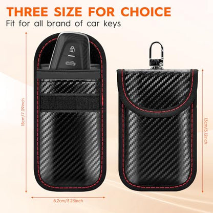 Faraday Pouch for Key Fob, RFID Signal Blocking Pouch, 2 Pack | Dual-layer shielding blocks key fob signals to prevent relay attacks. Protects car keys from keyless theft at home or away - size: Small Size (3.23 x 5.12 inches)