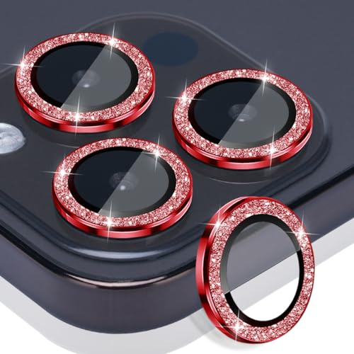 Camera Lens Protector for iPhone 15 Pro/15 Pro Max, Glitter Red - color: Glitter Red