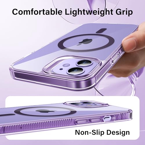Supdeal Magnetic Clear Case for iPhone 12/12 Pro, [Compatible with MagSafe] [Non Slip Bumper & Not Yellowing] Military Grade Shockproof Transparent Silicone Phone Cover, 6.1", Purple - color: Purple, size: iPhone 12/12 Pro