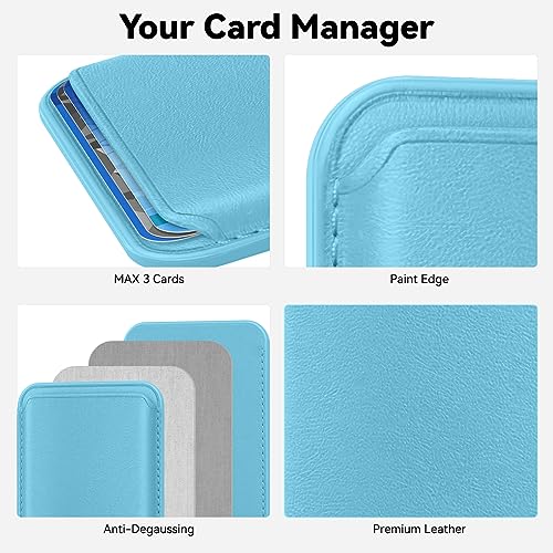 Magnetic Wallet Cell Phone Card Holder for Phone Case with Mag-Safe | Stronger Magnetic RFID Leather Phone Wallet Stick on Series of iPhone 17/16/15/14/13/12 and Pro/Promax, Lightblue - color: Light Blue, size: 1 Pack