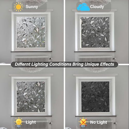 LEMON CLOUD Window Privacy Film, Stained Glass Window Cling, 17.5″ x 78.7″ - color: Grayish Black, size: 17.5 x 78.7 Inch