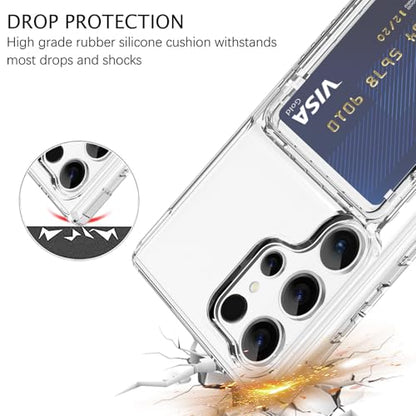 Wallet Case for Samsung Galaxy S25 Ultra with 3 Credit Card Holder | Slot Shockproof Hybrid Heavy Duty Protection Clear Phone Cover Compatible with Galaxy S25 Ultra (Clear) - color: Clear, size: Samsung Galaxy S25 Ultra