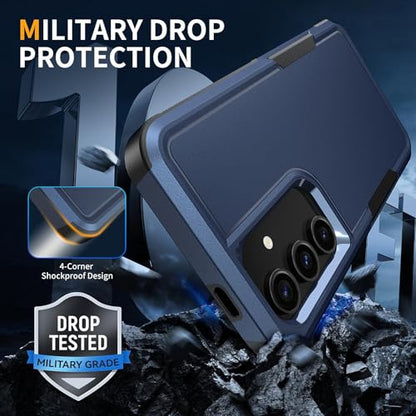 Vinve for Samsung Galaxy S24 FE Case with HD Screen Protector, Military-Grade Shockproof & Dual-Layer Protection, Anti-Slip Grip Design Phone Case, Blue - color: Blue