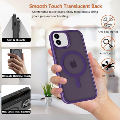 Magnetic iPhone 12/12Pro case,Compatible with Magsafe, Military-Grade Protection,Slim Translucent Matte Shockproof with Anti-Scratch Anti-Fingerprint Phone Cover (deep purple, iPhone 12/12Pro) - color: Deep Purple, size: iPhone 12/12Pro