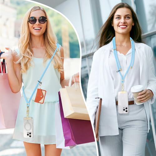 Adjustable Anti-Theft Phone Lanyard Neck & Crossbody Strap with 0.2mm Metal Tab & Comfort-Fit 8mm Rope(Sky Blue) - color: Sky Blue