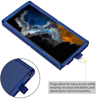 for Galaxy Note 20 Ultra Case Heavy Duty Shockproof Dust/Drop Poof 3 Layers Full Bady Protection Rugged Cover Case for Samsung Galaxy Note 20 Ultra,Dark Blue - color: Dark Blue