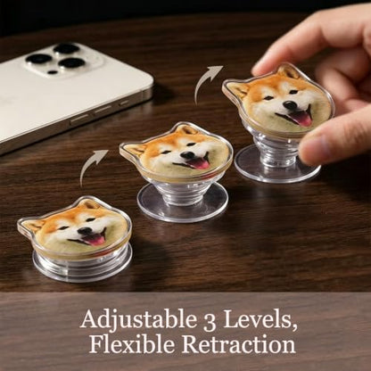 Personalized Phone Grip with Customizable Acrylic Human and Pet Face Photo