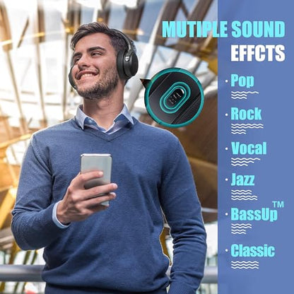 BERIBES Bluetooth Headphones Over Ear Wireless HiFi Stereo Headsets 65H 6EQ - color: Black