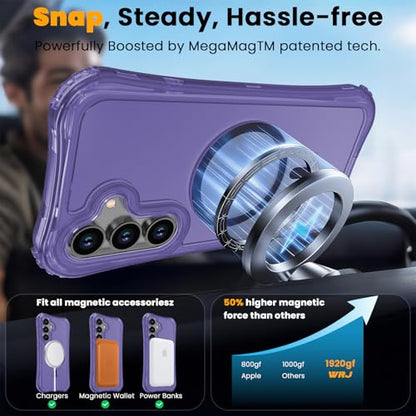 WRJ Magnetic Matte for Samsung Galaxy S26 FE Case,Samsung S25 FE Case [Fit for MagSafe][Military Grade Drop Protection] Translucent Shockproof Protective Phone Case-Violet - color: Violet, style: Matte