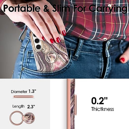 Phone Ring Grip Holder, 360° Rotation Cell Phone Grip Stand, Finger Ring Stand, Metal Finger Ring Grip Kickstand Compatible with iPhone 17 Pro Max 16 15 14 13 12 Magsafe Accessories, Black - color: Distant Black