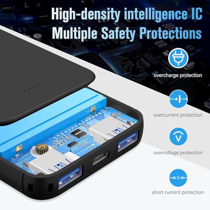 S22 Portable Charger, Mini Colorful Power Bank, PowerNano, 5000mAh External Battery Pack Compatible with iPhone 15/14/13/12/11/X All Series and Android Phone,Blue - color: blue