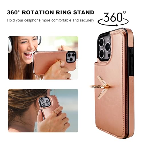 ONETOP for iPhone 16 Pro Max Wallet Case with Credit Card Holder,Rosegold - color: Rose Gold