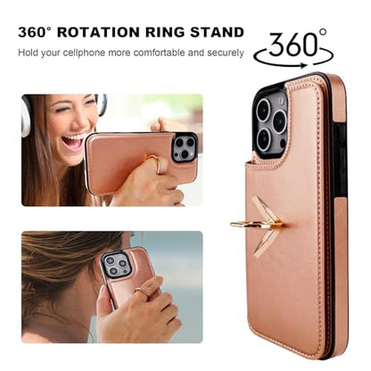 ONETOP for iPhone 16 Pro Max Wallet Case with Credit Card Holder,Rosegold - color: Rose Gold
