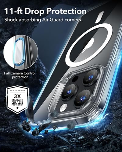ESR iPhone 16 Pro Max Case, Camera Control Cover, Compatible with MagSafe, Shockproof Military-Grade Protection, Magnetic Phone Case for iPhone 16 Pro Max, Classic Hybrid Case, Clear Shimmer - color: B-Clear Shimmer, size: iPhone 16 Pro Max 6.9 inch