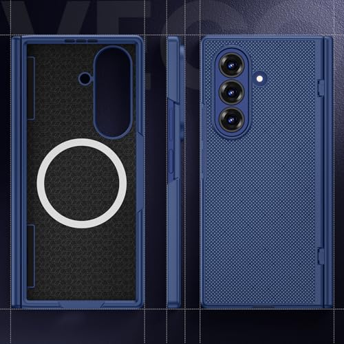 VEGO for Samsung Z Fold 7 Case with Screen Protector & Belt Clip, Blue | Compatible with Magsafe [Hinge Protection] Hard PC Anti-Drop Protective Magnetic Phone Case for Samsung Galaxy Z Fold 7 - color: Blue