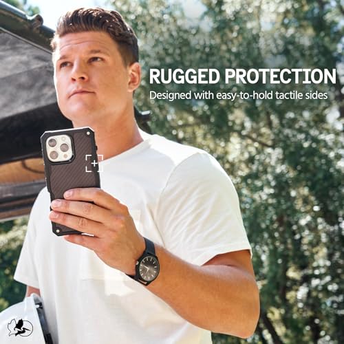 Pelican Shield iPhone 16 Pro Max Case - Rugged MagSafe Phone Case - Carbon | Magnetic Phone Case w/21ft Military Grade Drop Protection - Phone Cover w/ Belt Clip Holster Kickstand for iPhone 16 Pro Max - color: Carbon