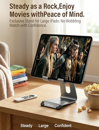 Phone Stand for Desk, Thickened Aluminum Cell Phone Stand & Phone Holder for Desk, Compatible with Tablets, iPhone, iPad, Samsung - Dark Gray - color: dark gray