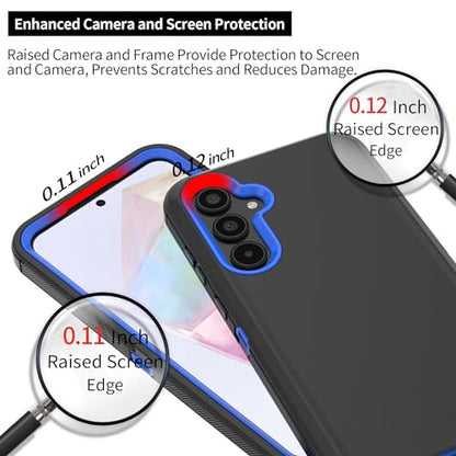 Compatible with Samsung Galaxy A35 Case, with Belt Clip Holster Heavy Duty Rugged Shockproof Full Body Protection Kickstand Cover for Samsung Galaxy A35 Phone (Black+Blue) - color: Black+Blue